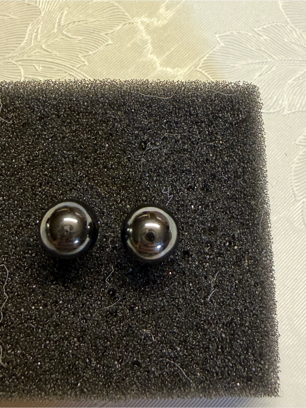 Classic Black Hematite Stud Earrings - Sleek Round Design